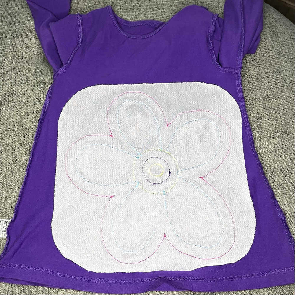 J Khaki Girls 5 Tunic Purple Flower long sleeve - Picture 3 of 6